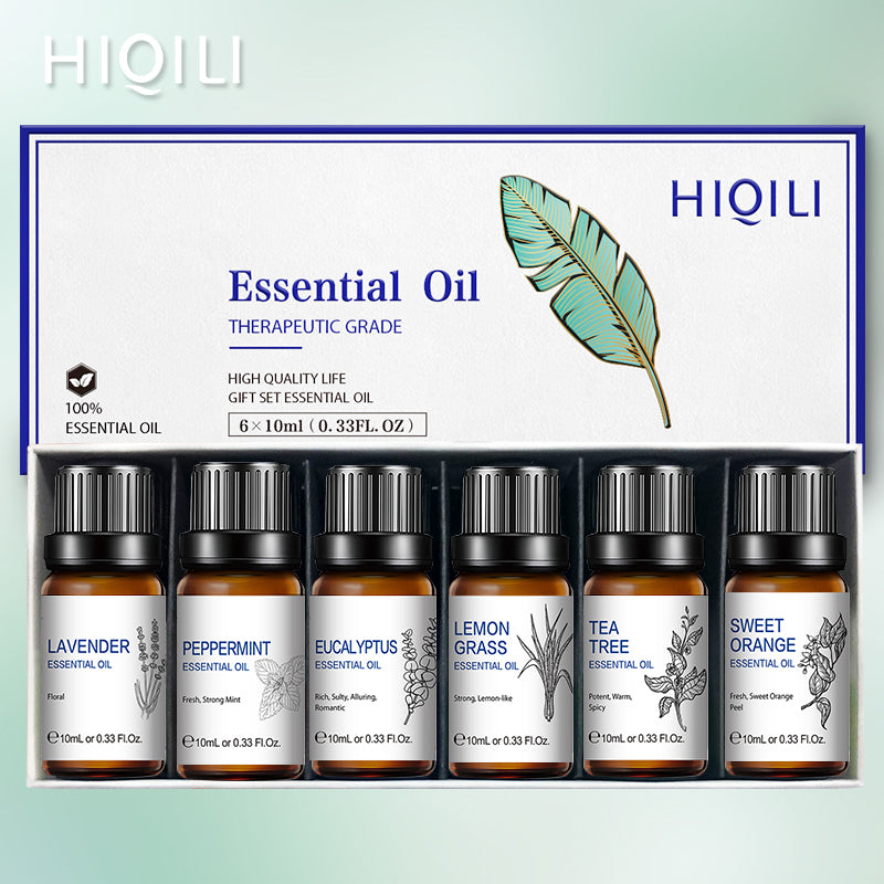 HIQILI Essential Oil Set 6x10ml – Aromatherapy Starter Kit