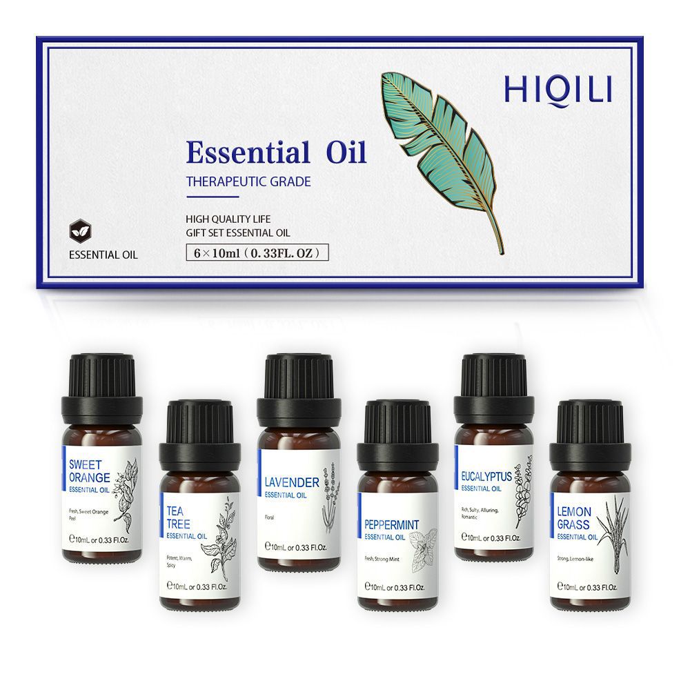 HIQILI Essential Oil Set 6x10ml – Aromatherapy Starter Kit