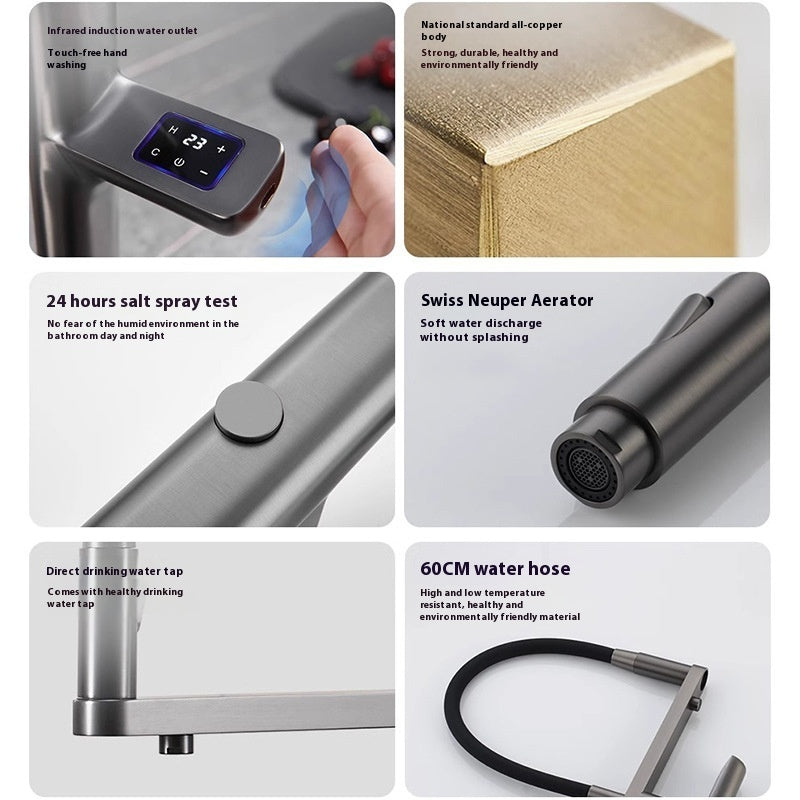 Smart Kitchen Faucet with Sensor & Temperature Display uaizen