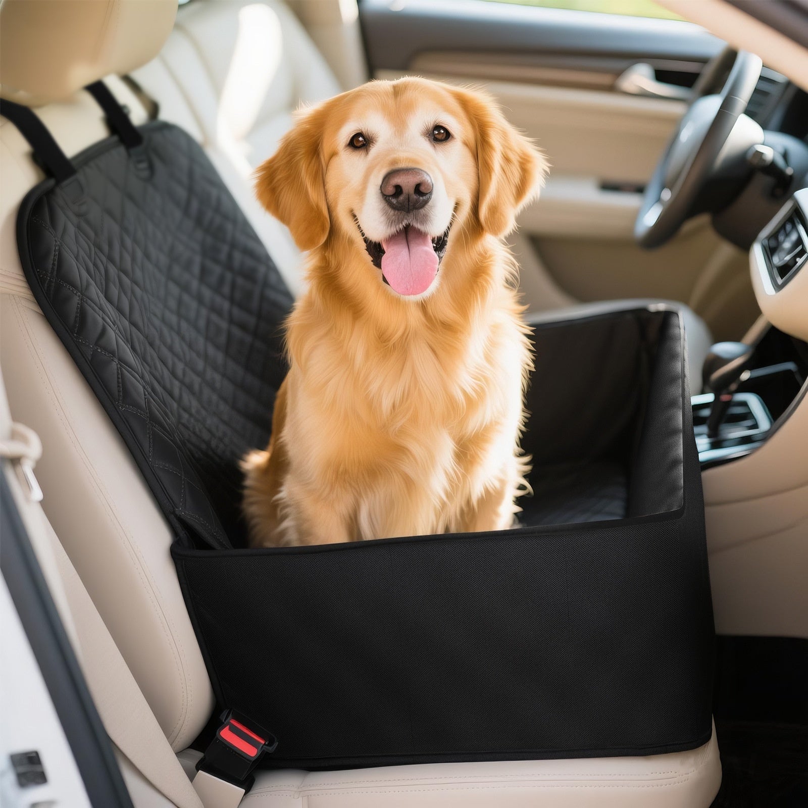 Waterproof Pet Car Seat Cushion with Zipper