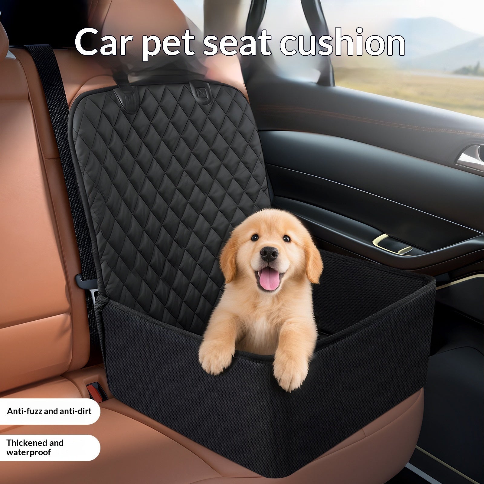 Waterproof Pet Car Seat Cushion with Zipper